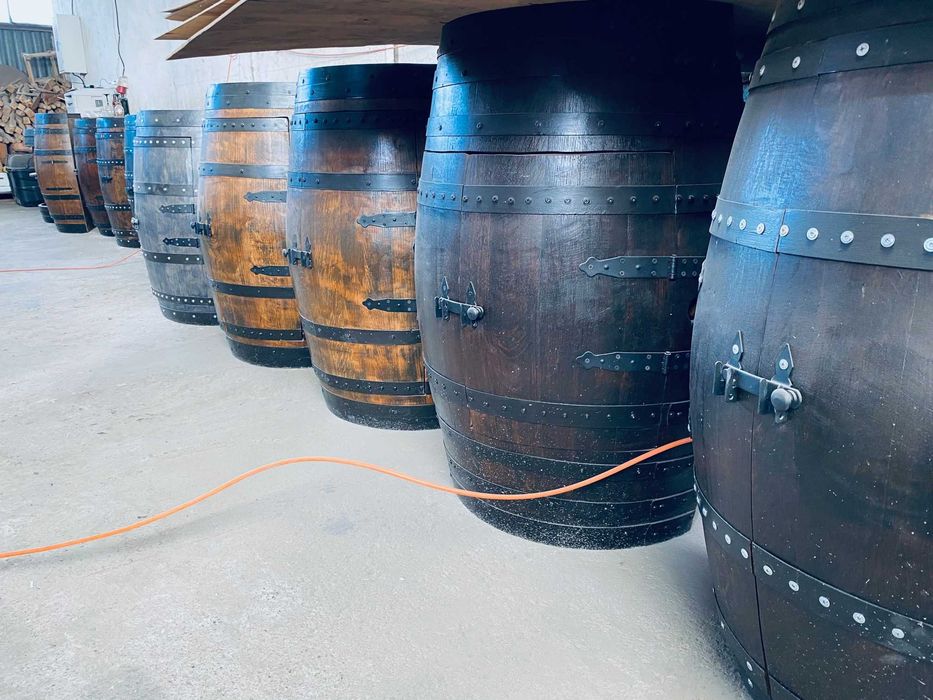 NOWY Dębowy barek na alkohol, z beczki po whisky, oświetlenie LED