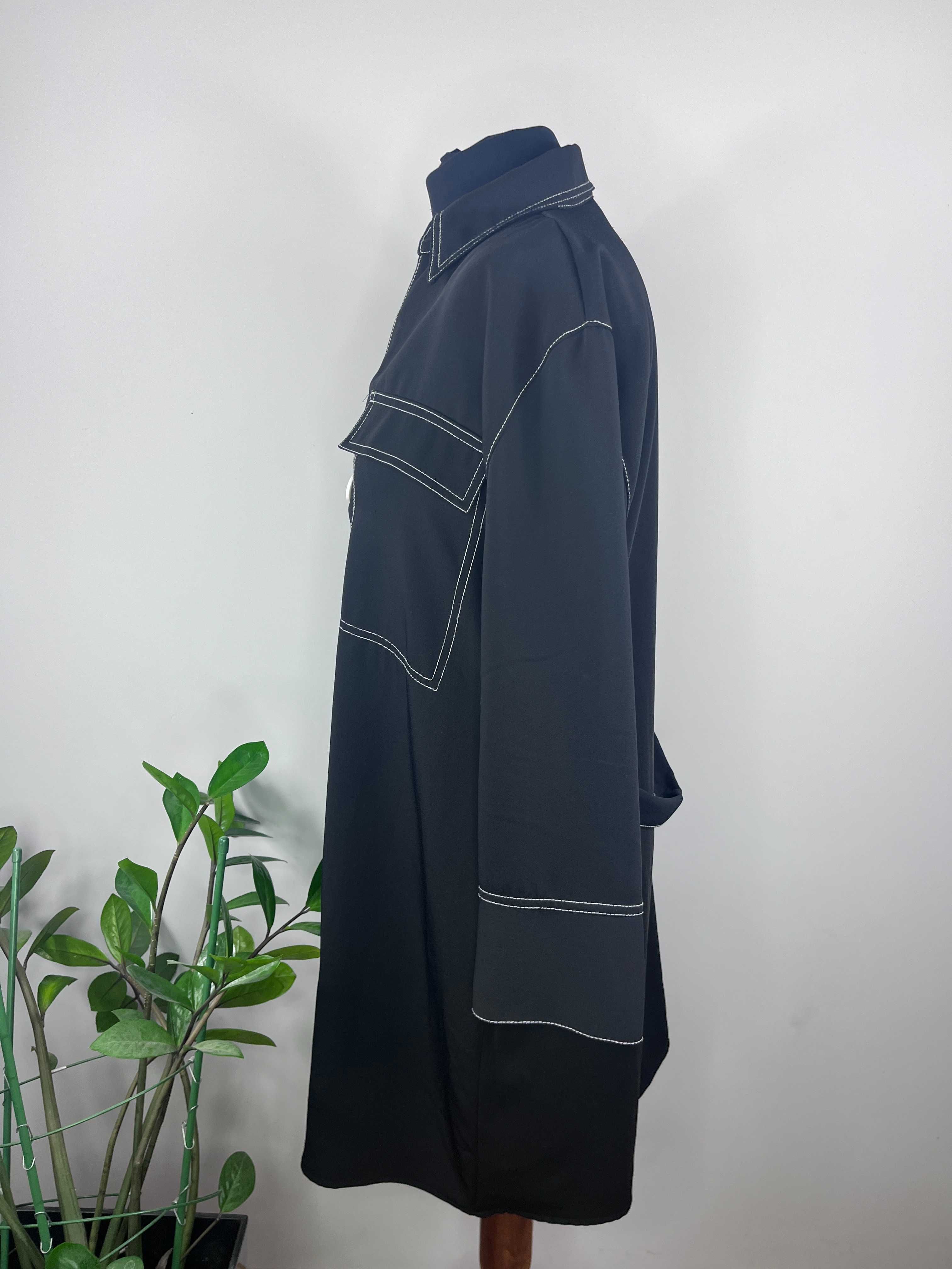 Czarna narzutka płaszcz sukienka Zara Basic rozmiar XL