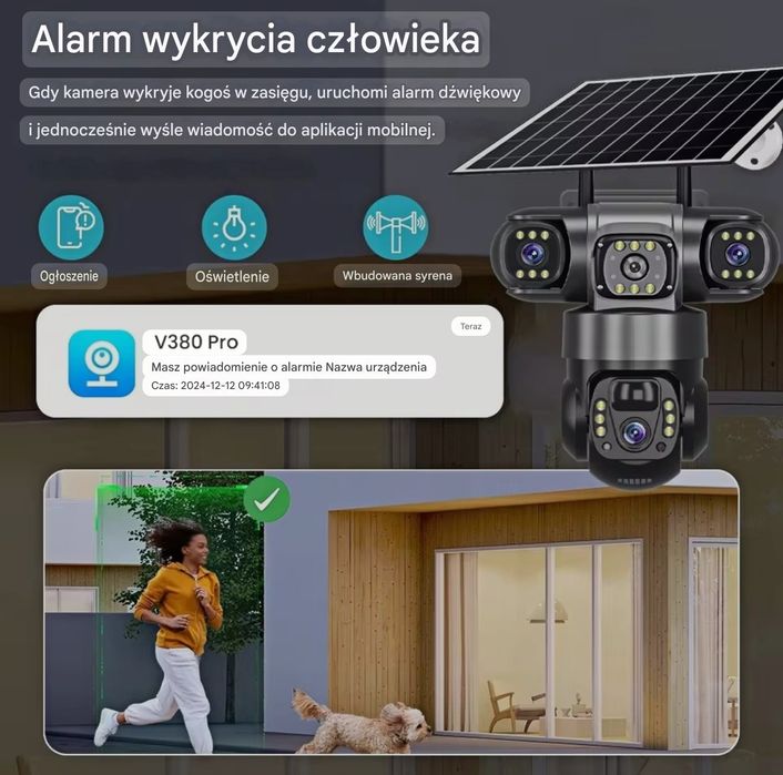 Kamera Solarna 15MP 4G na kartę SIM IP66 Obrotowa PTZ