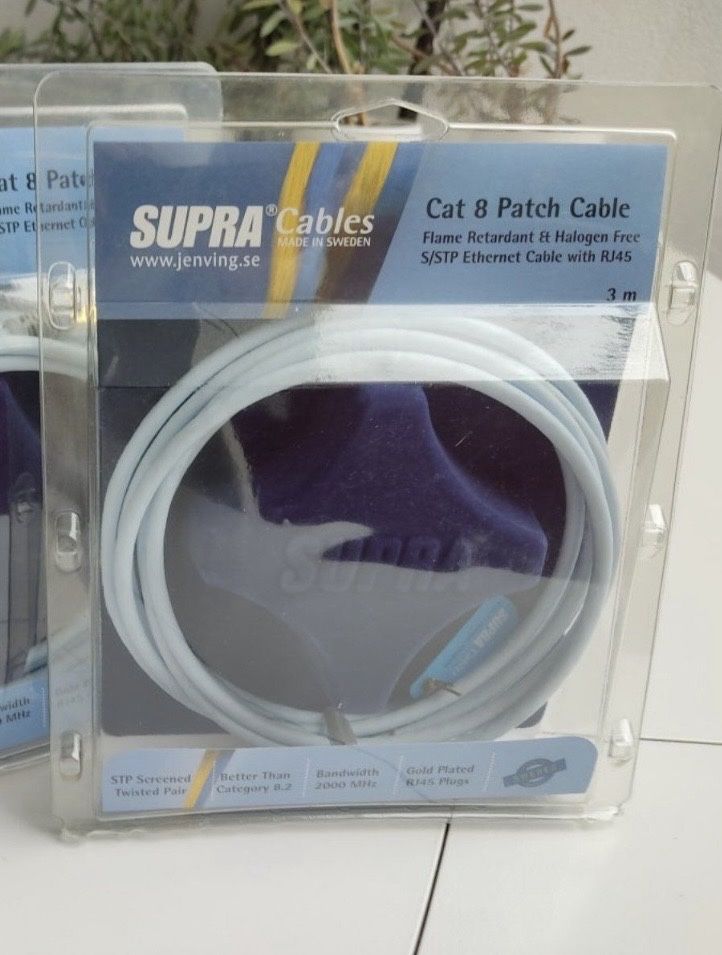 SUPRA CAT 8 – Cabo Ethernet Audiophile | 3m | Made in Sweden