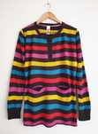 Sweter Sukienka Długi Z Kieszeniami W Kolorowe Paski C&A Luźny 90s XL