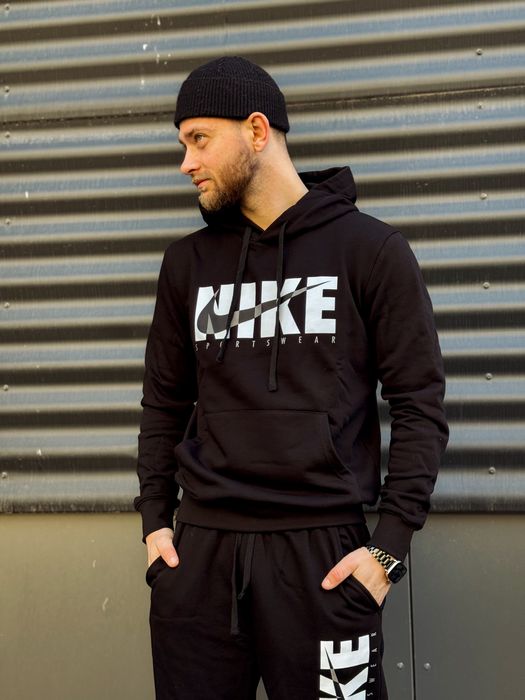 Чоловіче худі Nike Sportswear/ кофта найк чорна тепла/ мужское худи