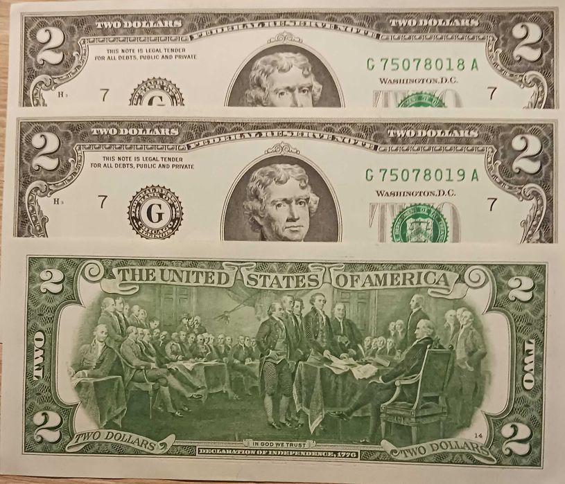 3 x 2 $ USA T.Jefferson-2017 r.-seria "A"-Chicago- Illinois-mennicze