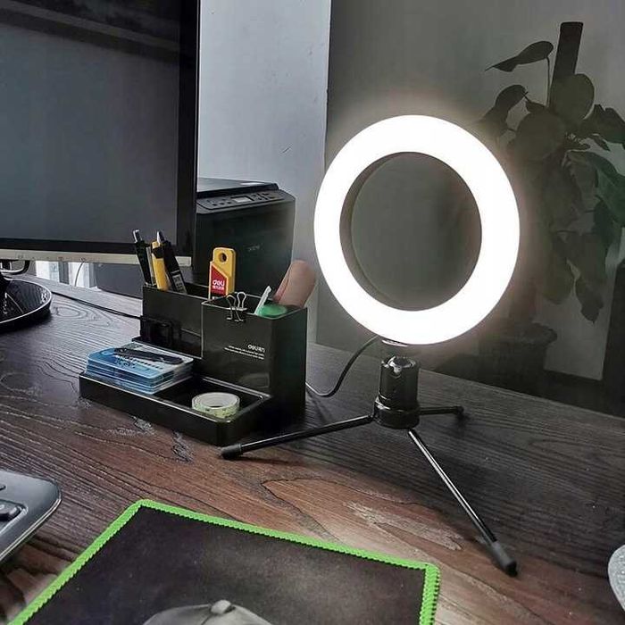 Lampa pierścieniowa LED Ring 16 cm z tripodem – do makijażu i zdjęć