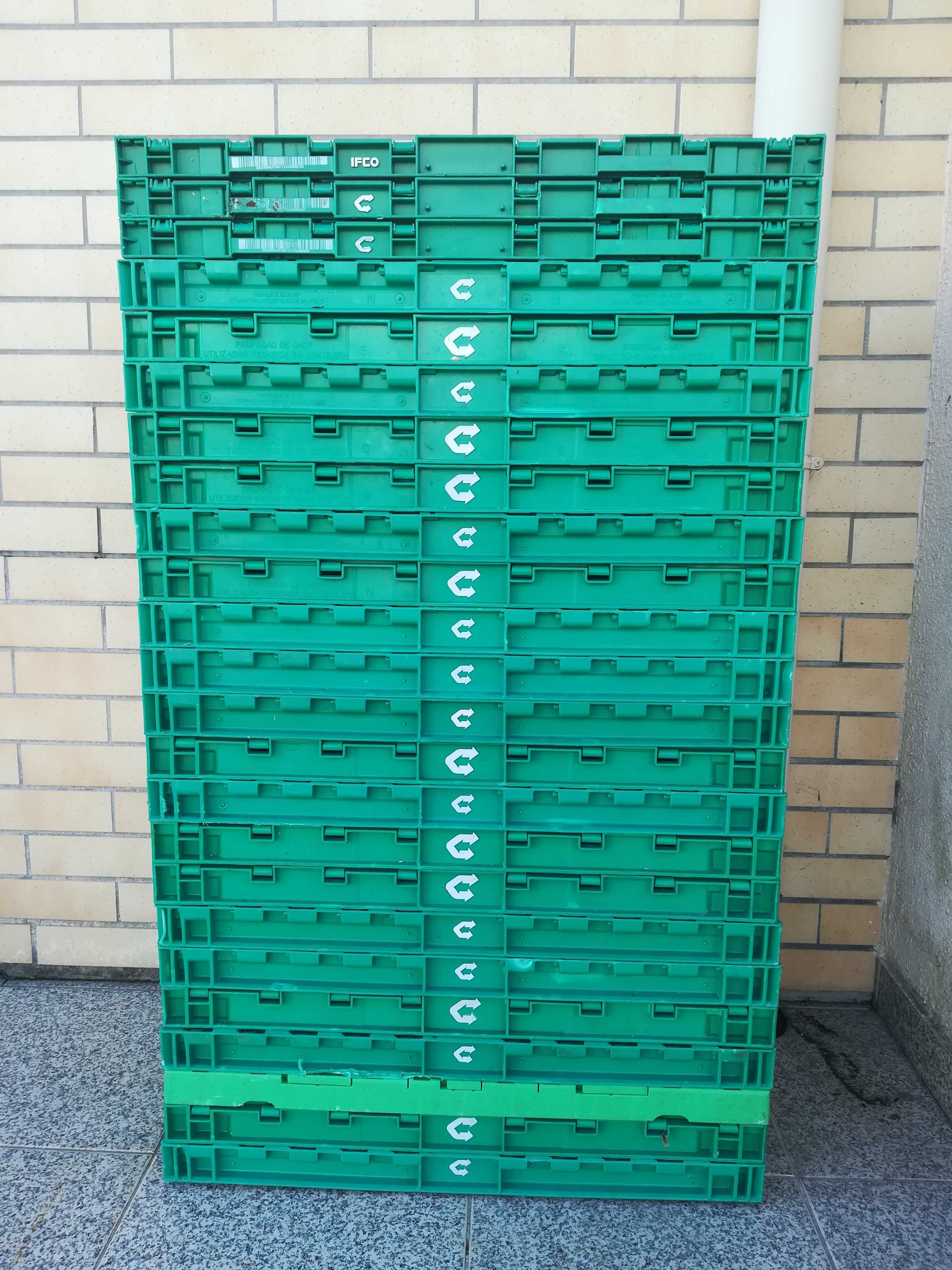 caixa plastico dobravel empilhavel verde