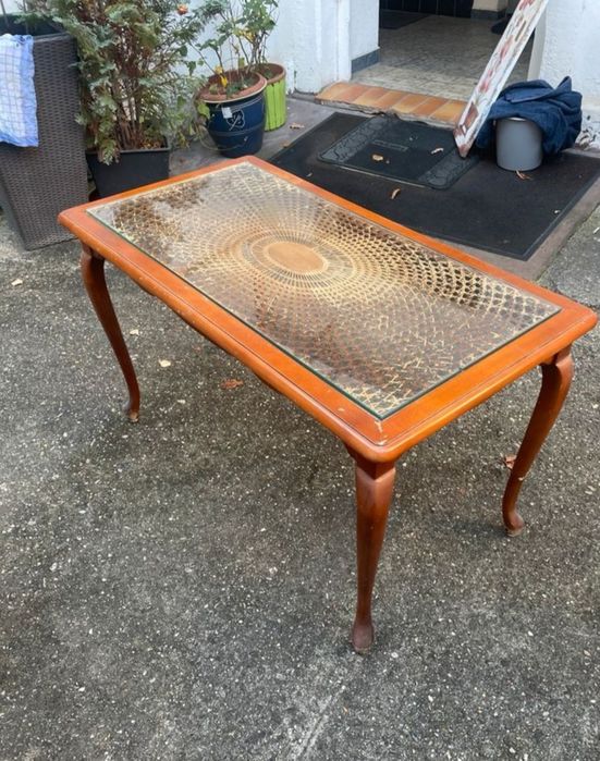 Stolik stylowy ratan szyba