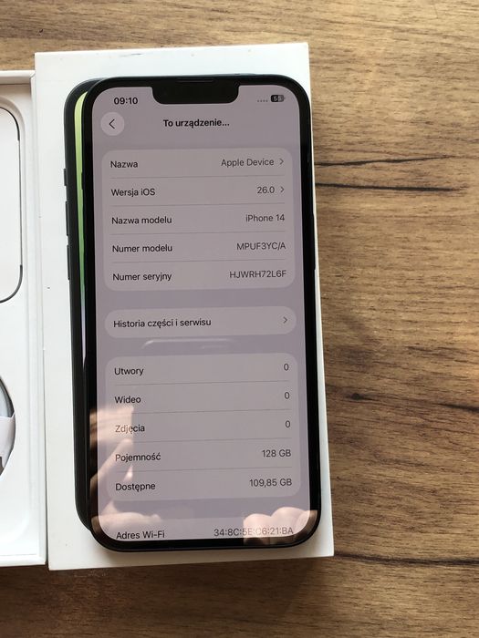 Iphone 14 128GB |Bateria 100%| zestaw! Jak nowy! Idealny
