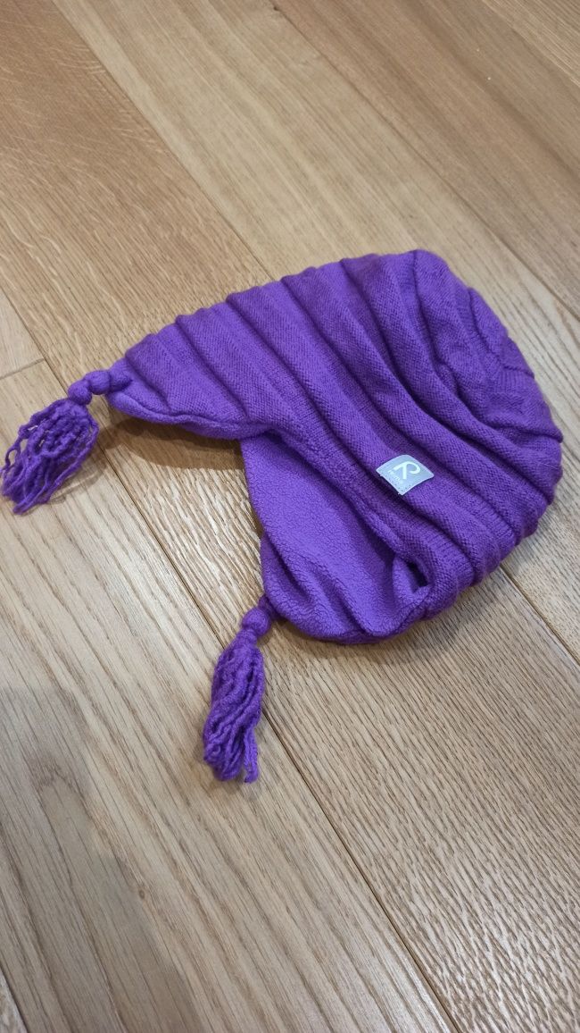 Czapka reima 54/56 (rozmiar 98) fioletowa wełniana na polarze windstop