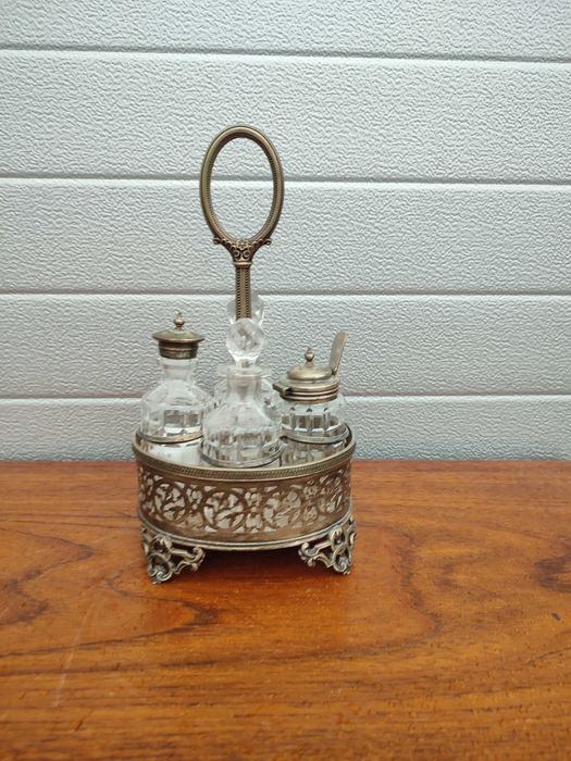 Kabaret - Zestaw na przyprawy - Sygnowany - Secesja - Platerowany