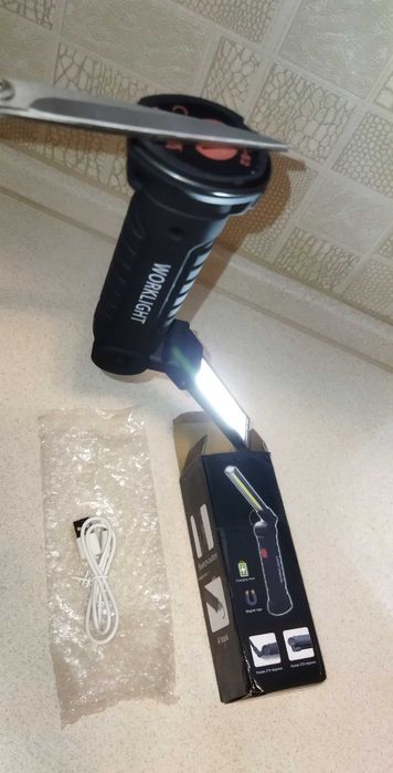 Фонарик складной  "WorkLight" - Cob + Led  на аккумуляторе 18650