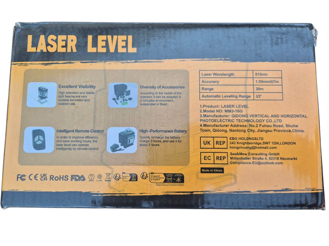 Laser krzyżowy zielony 16 lini 360°