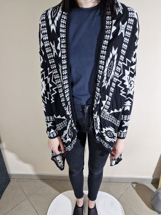 H&M Divided Żakardowy Kardigan Bez Zapięcia z Miękkiej Dzianiny Roz. M