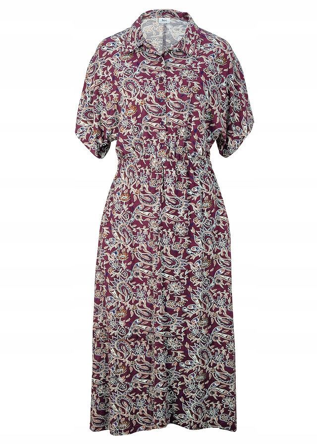 B.P.C sukienka midi dżersejowa wzory z kołnierzykiem 40/42.