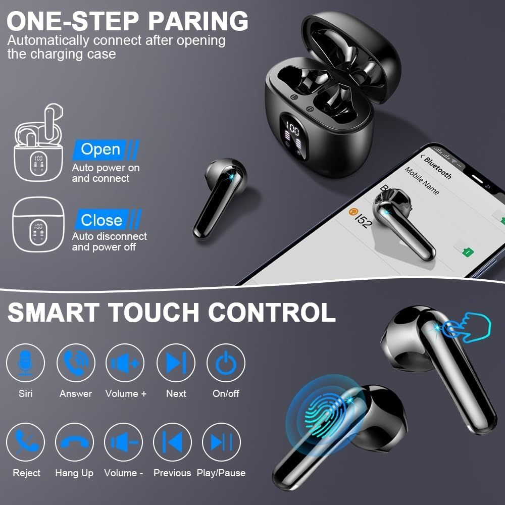 Drsaec Bezprzewodowe słuchawki douszne, słuchawki Bluetooth 5.3, I52