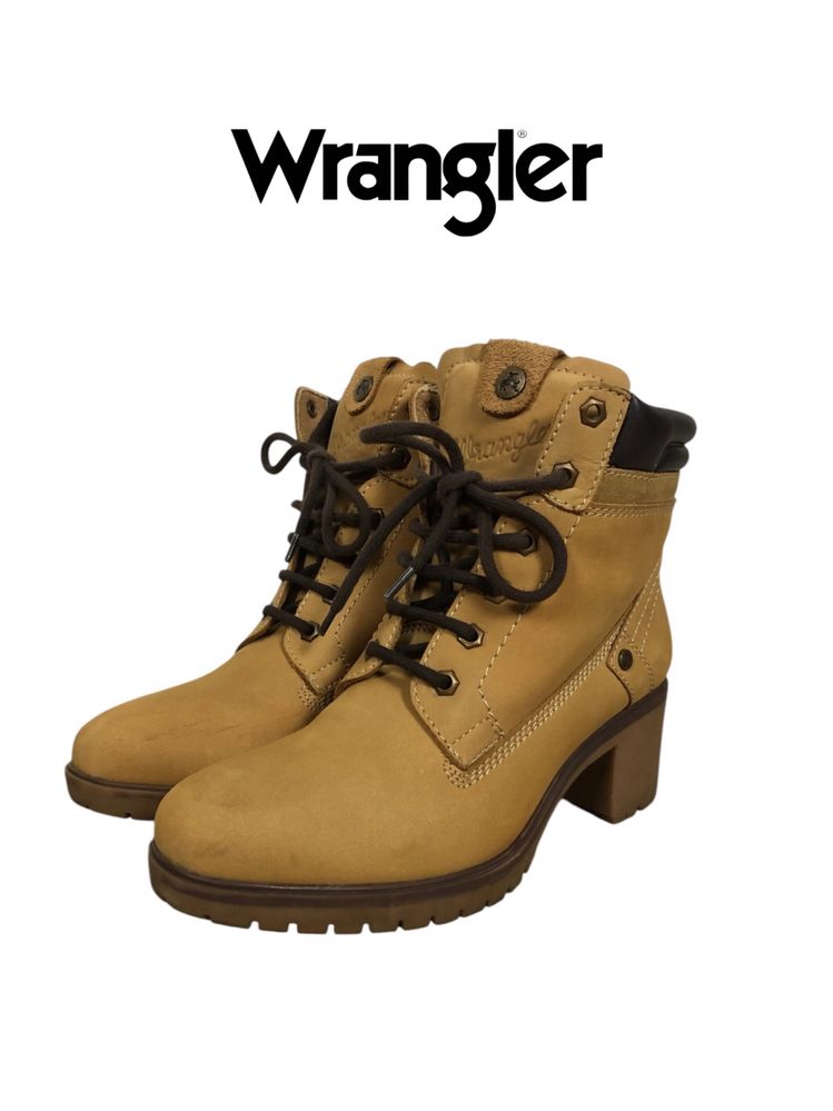 Brązowe damskie buty botki na klocku Wrangler na co dzien 40