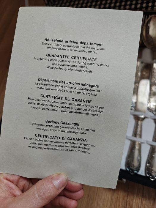 Piękne sztućce retro posrebrzane włoski komplet w walizce srebro antyk