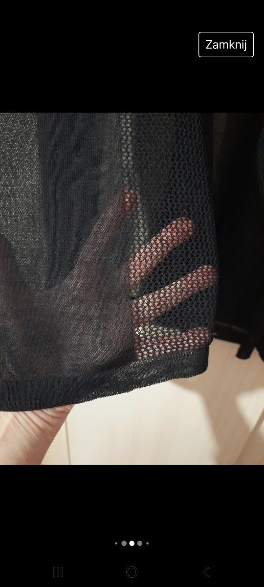 Sweterek kartygan narzutka z prześwitującym przodem L/XL