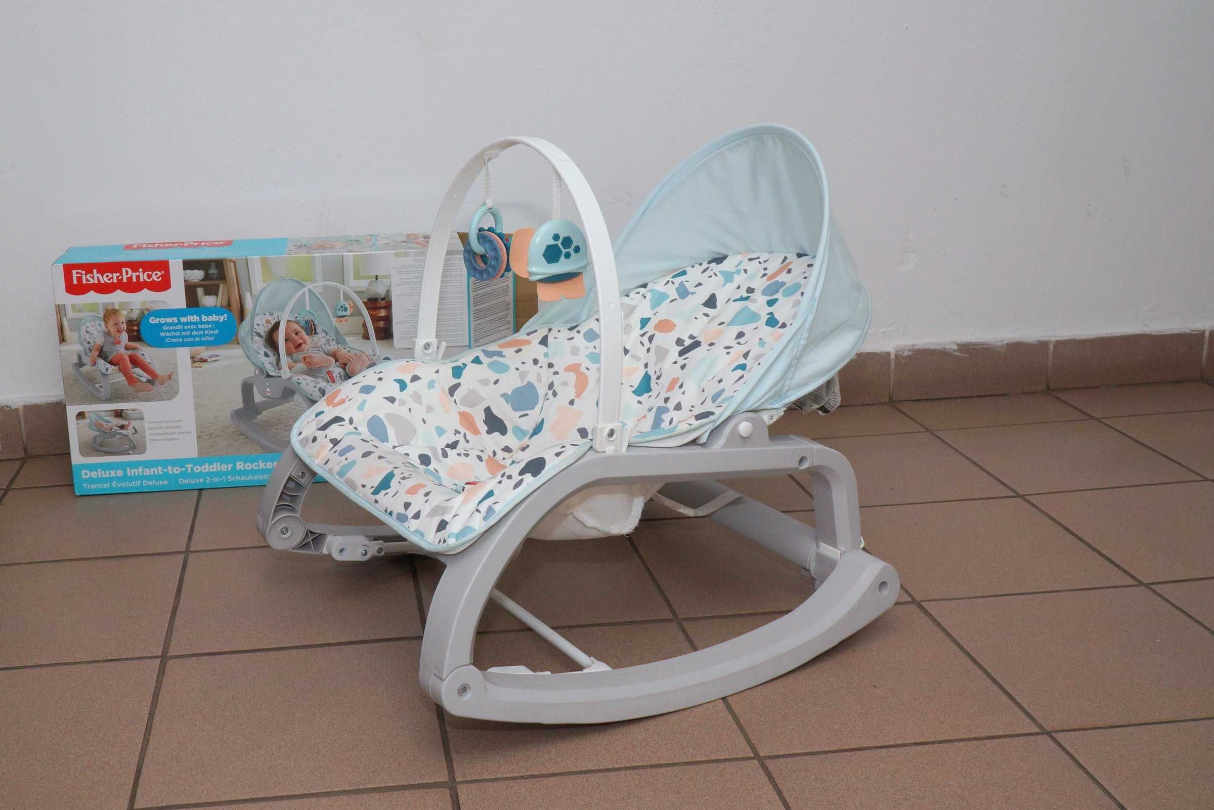 Bujaczek -leżaczek Fisher Price do 18 kg pastelowo niebieski+ wibracje