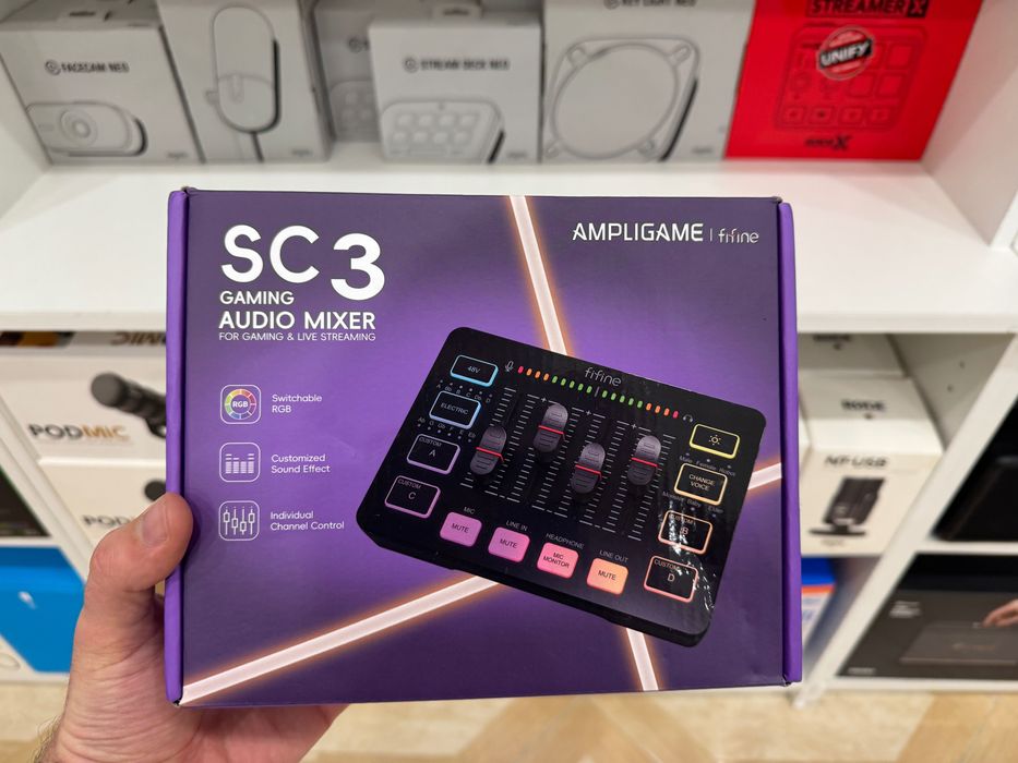 Ігровий аудіо мікшер Fifine Ampligame SC3 XLR студійний звукова карта