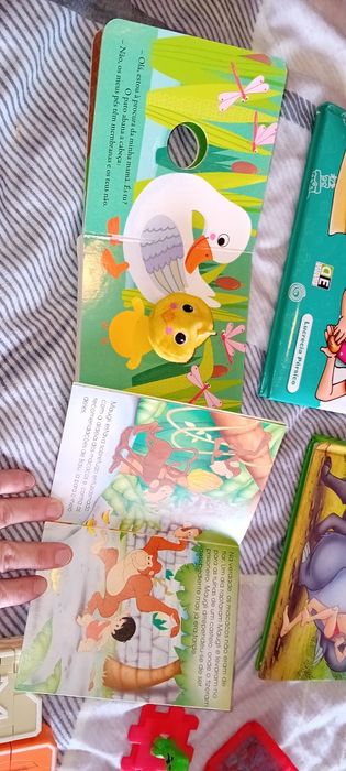 Livros infantis para crianças e alguns brinquedos
