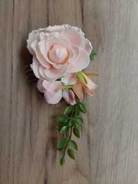 Ozdoba ślubna do włosów grzebyk kwiatek róża
