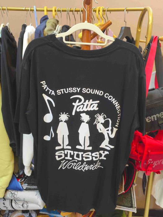 Stussy,Męska czarna koszulka z nadrukiem letnim, rozmiar L