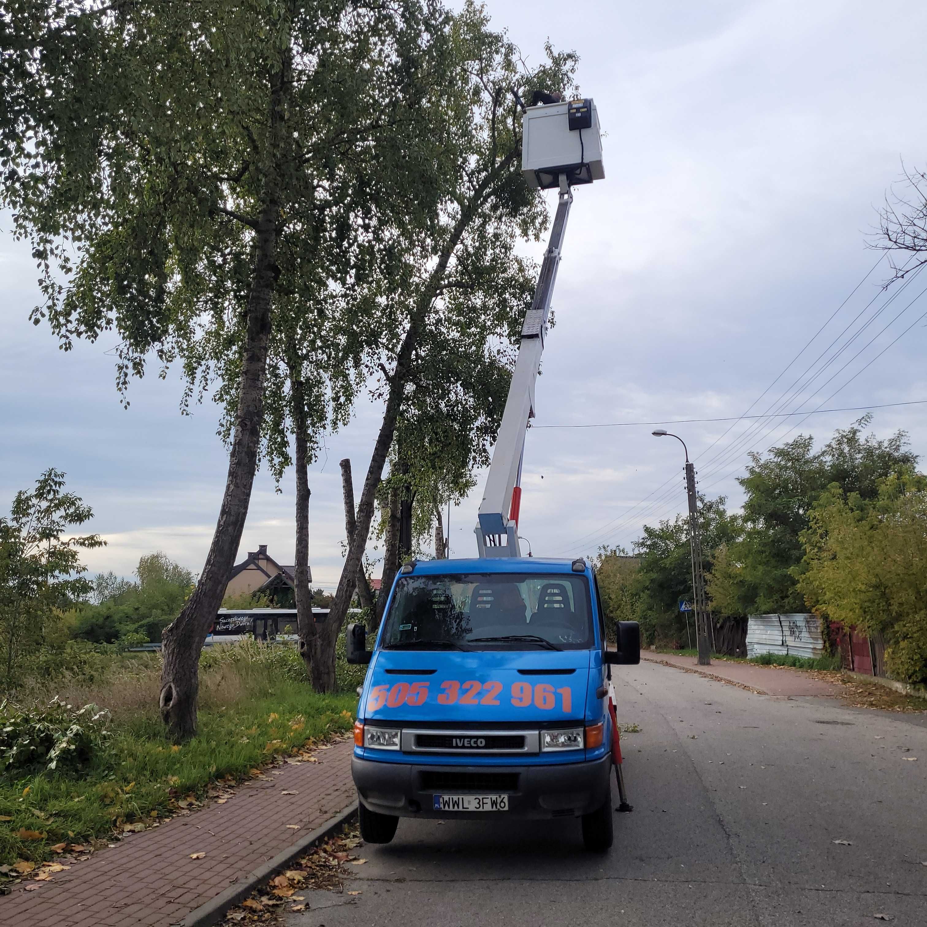 Wynajem podnośnik koszowy 16m zwyżka   wycinka drzew Nowy dwór maz