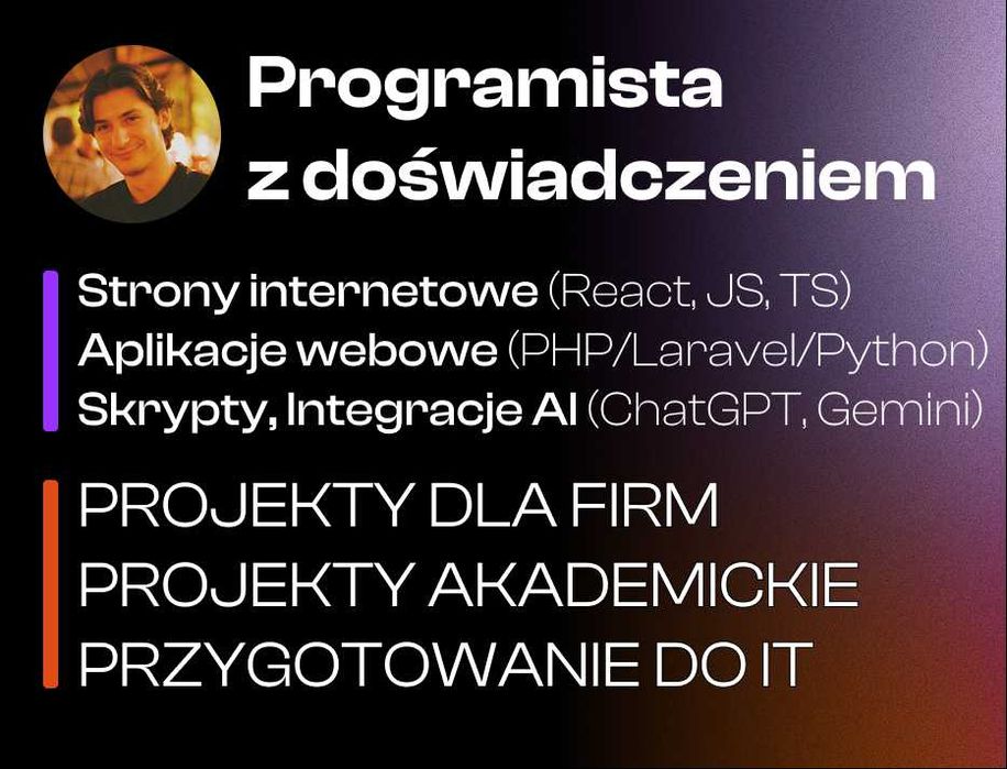 Doświadczony programista, Strony internetowe, Aplikacje, Korepetycje
