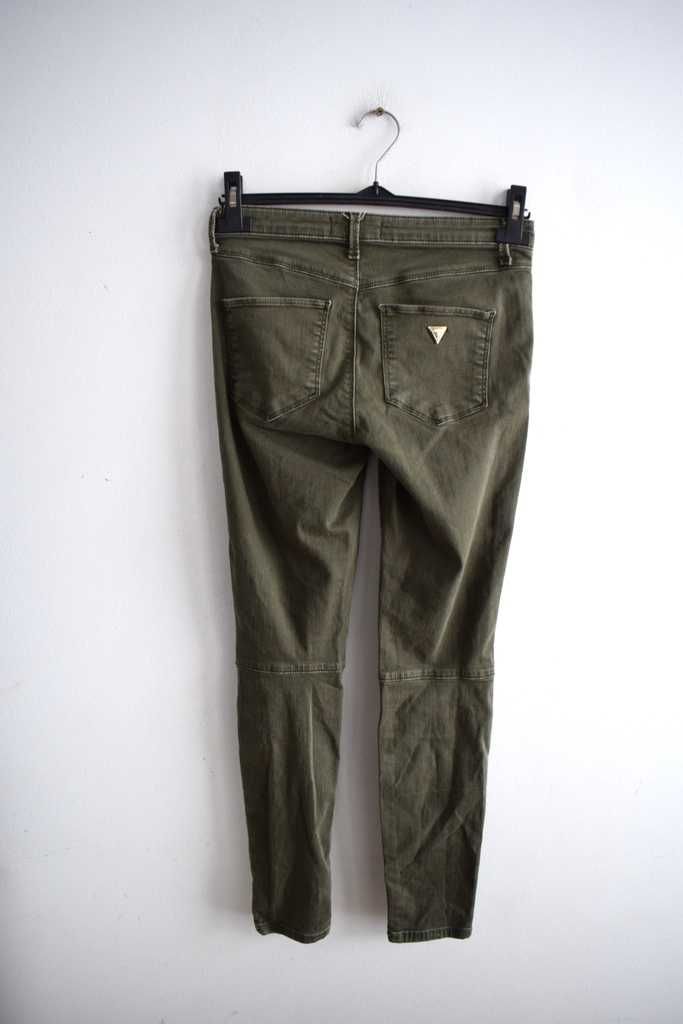 Guess 27 xs spodnie rurki khaki z zamkami