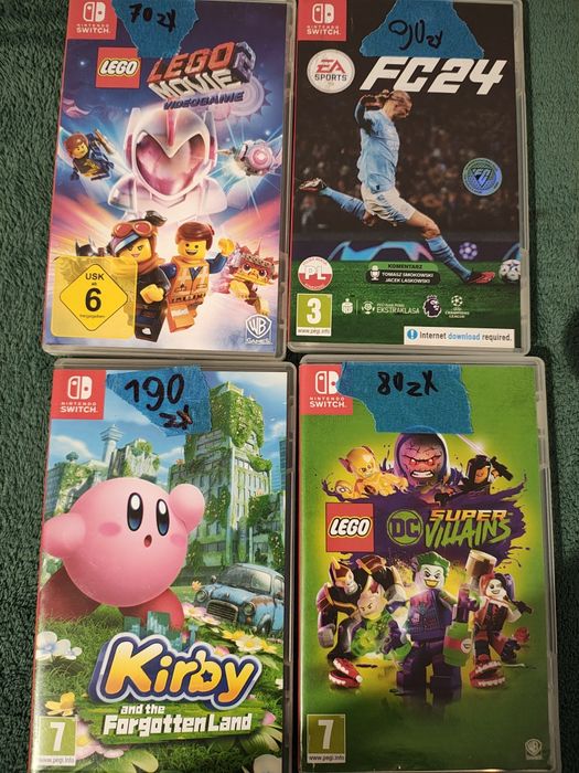 Gry Nintendo switch FC 24 Kirby DC super villains Lego movie