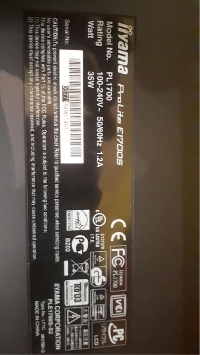 Monitor Srebrny 17 cali Iiyama ProLite E1700S