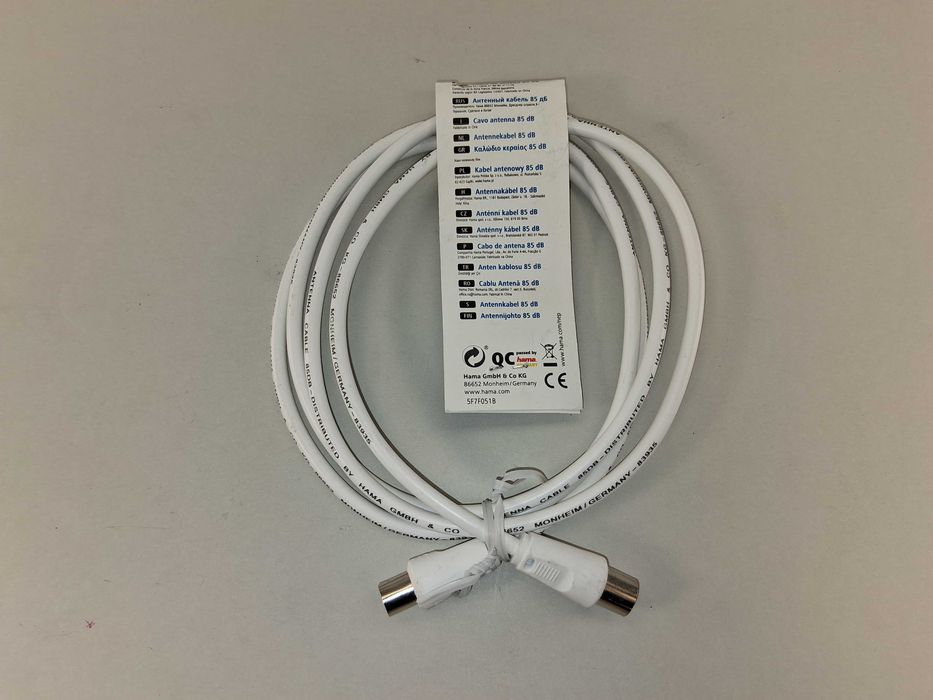 N023 Kabel Antenowy Hama Classic Line 85 DB 1,5M Biały Nowy
