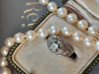 R.8 Pierścionek Antyk Diamenty Art Deco Platyna Złoto WYCENA