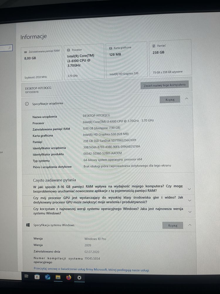 Komputer PC z monitorem , w pelni sprawny