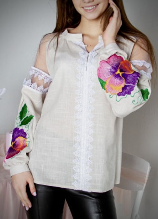 Вишиванка з льону, машина вишивка хс, с