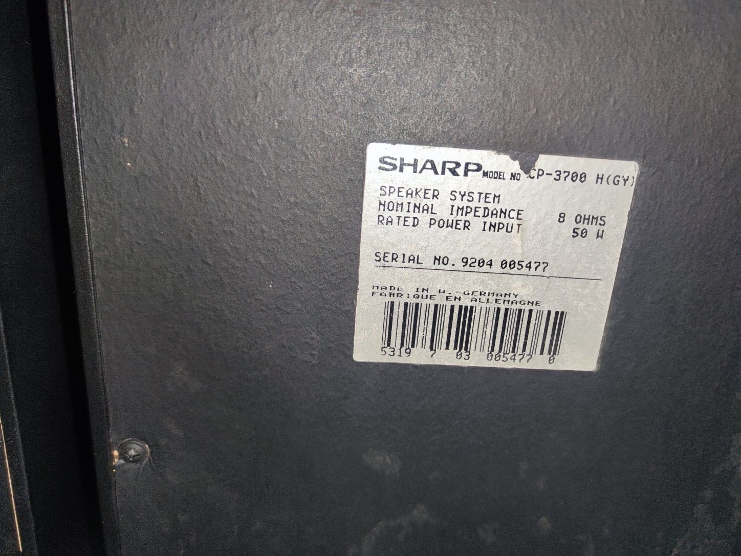 Colunas SHARP CP-3700 muito bom estado 50W