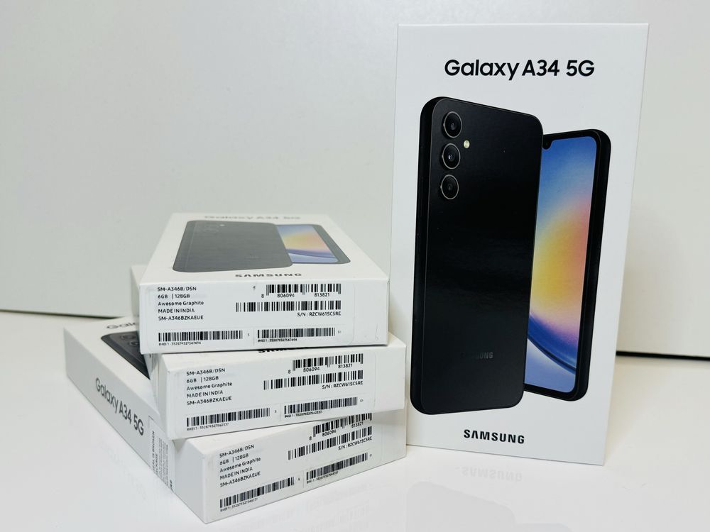 Новий SAMSUNG A34 5G 6/128 Гб Чорний SM-A346B/DSN телефон/смартфон