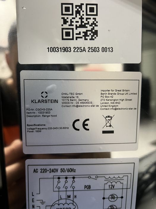 Витяжка з Німеччини Klarstein Zelda 90 10031903