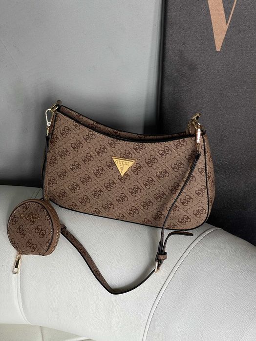 Сумка женская Guess Noelle багет 2 в 1 Гесс через плече черная