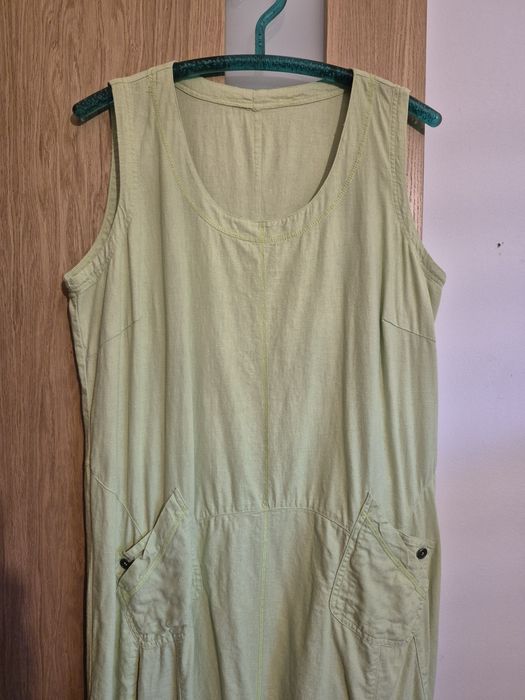 Sukienka letnia damska plażowa miejska len z domieszką mięta XXL