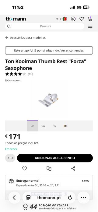 Thumb Rest Ton Kooiman saxofone