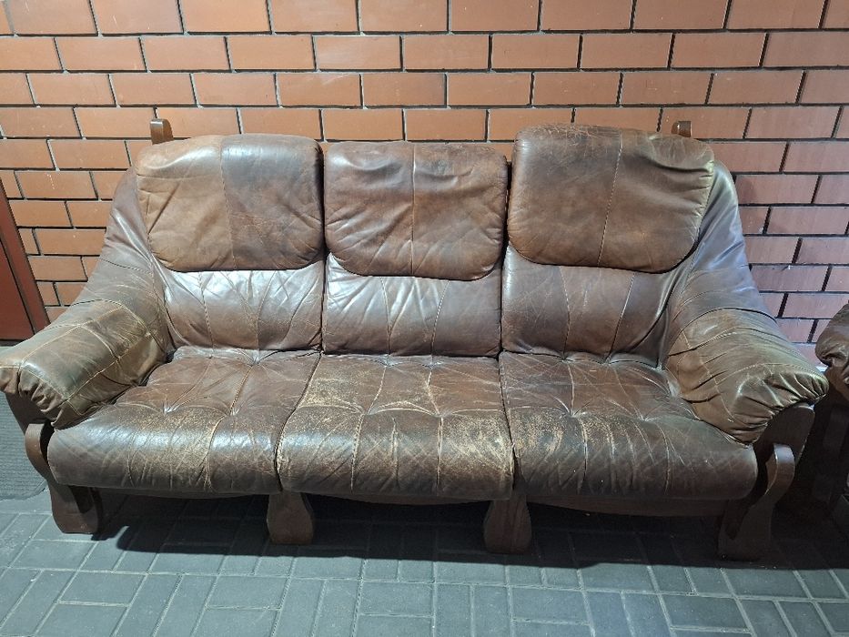 Wypoczynek skórzany drewno