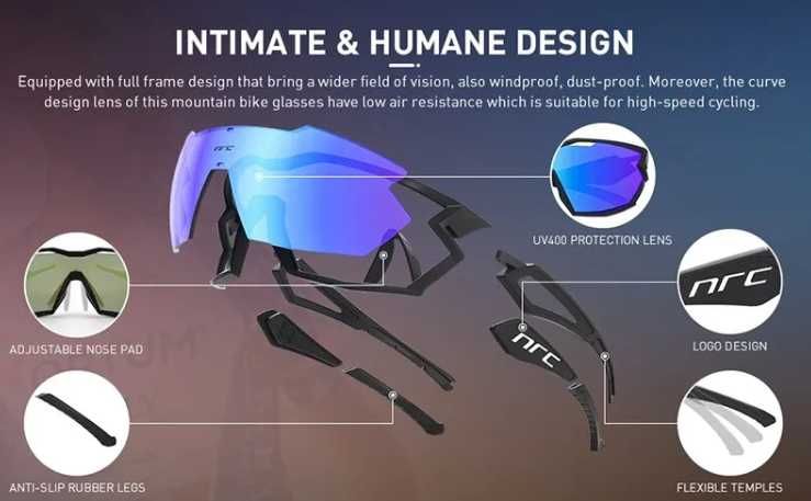 nrc x2 rc red black okulary sportowe rowerowe MTB XC uv400