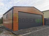 Garaż drewnopodobny 6x5 m z bramą segmentową złoty dąb + antracyt
