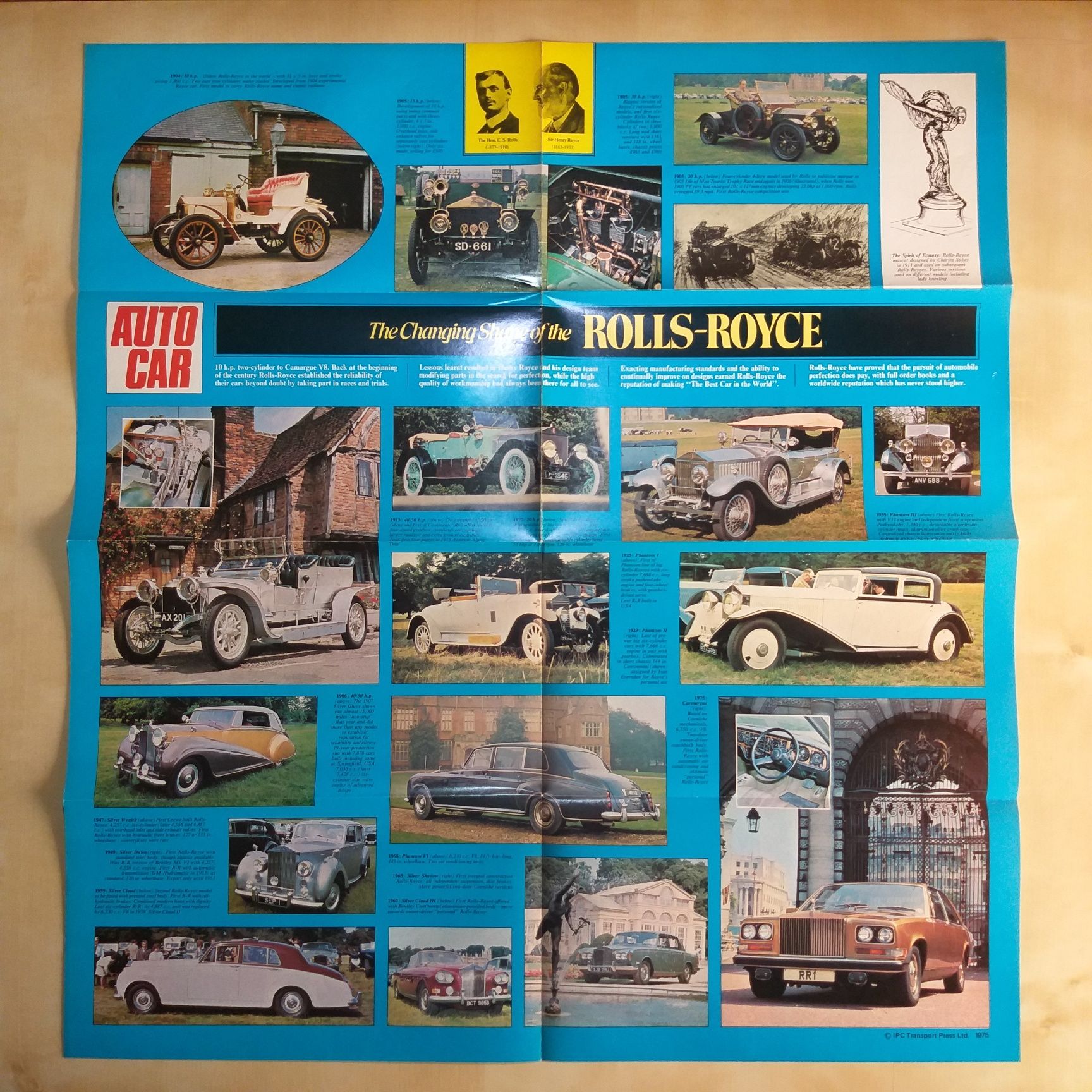Revista Auto Car Rolls Royce Camargue com poster 1975