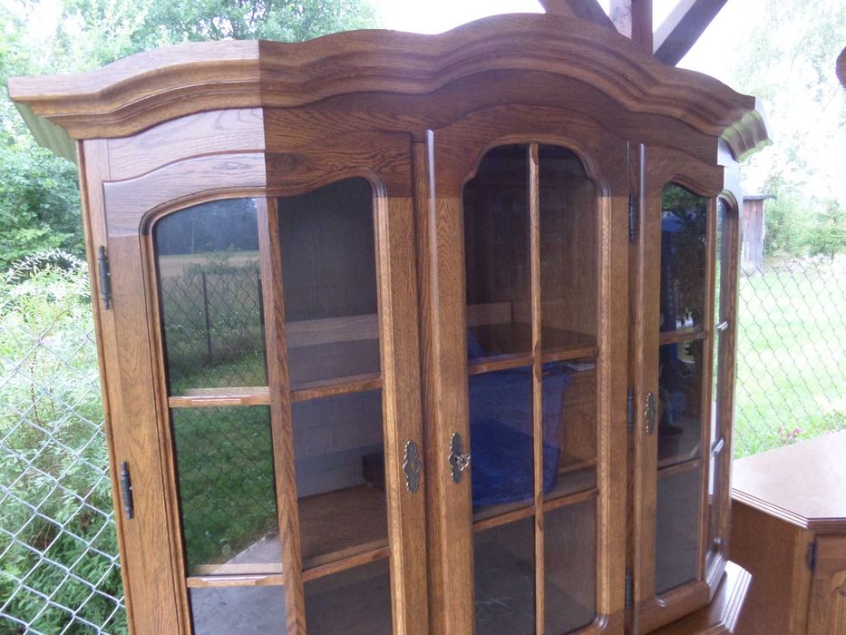 Piękny masywny dębowy kredens witryna FLANDERN stan bdb WYSYŁKA DOWÓZ