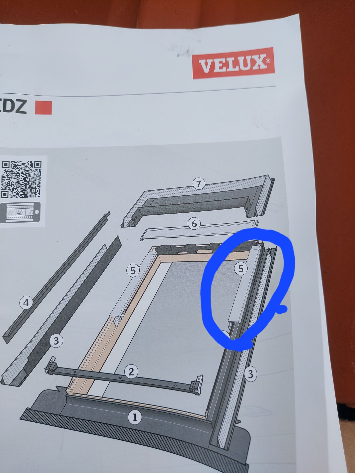 Listwy ekb do okna VELUX nr 5 na instrukcji