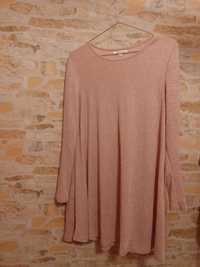 (36/S) Różowa sukienka z Londynu ze srebrną nitką , sukienka ciążowa