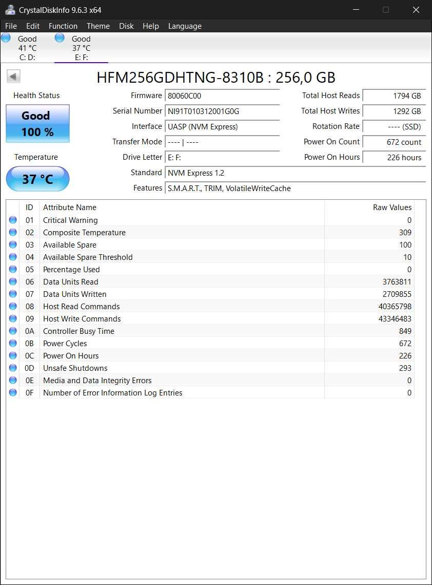 SSD 256Gb M.2 2242 PCIe 3.0x4 SK hynix BC501 HFM256GDHTNG-8510B уцінка