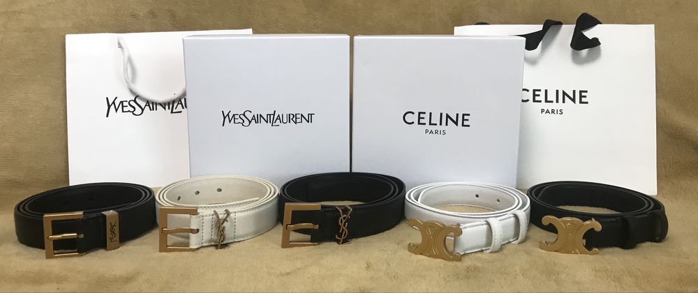 Celine Paris czarny  pasek skóra 70-115 złota klamra